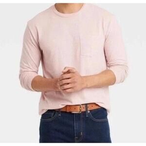 Goodfellow & Co. Men's Light Pink Long Sleeve Pocket T-Shirt, Large